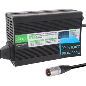 AFU 58.8V 4A Li-ion Charger with OLED Charging Display and Multiple Safety Protections Suitable for 14S 52V Li-ion Battery （XLR Plug）