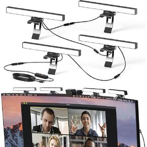 HumanCentric Video Conference Lighting - Webcam Light for Streaming, LED Monitor and Laptop Light for Video Conferencing, Zoom Lighting for Computer, Upgrade Light for Zoom Meetings, Quad Kit