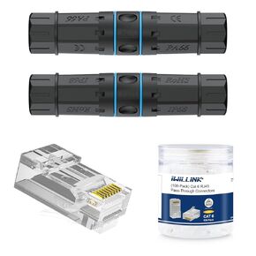 iwillink Waterproof RJ45 Coupler and 100 Pack RJ45 Cat6 Pass Through Connectors