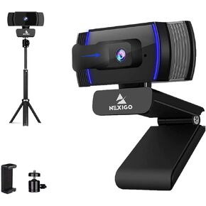 NexiGo 1080P Autofocus Webcam Kits, N930AF HD Web Camera with Microphone and Privacy Cover, Software Control, Lightweight Mini Tripod, Extendable Stand, for Zoom/Skype/Teams