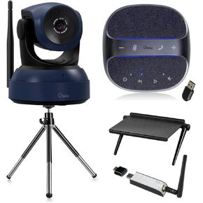 Wireless Webcam, 1080P HD Video Calling and Streaming Camera Compatible with Bluetooth Speakerphone with Bluetooth USB adapter 4 Mics for Meets,Teams, Voice Enhanced 360°Pickup Conference Speaker