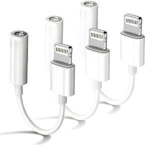 MFi Certified 3 Pack Lightning to 3.5 mm Headphone Jack Adapter iPhone Headphone Adapter Lightning Aux Audio Jack Dongle Earphones Converter for iPhone 14 13 12 11 Pro Max Plus Mini XR XS 8 iPad iPod