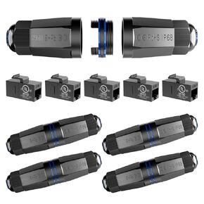 VCELINK CAT6 Waterproof Ethernet Coupler IP68, UL-Listed RJ45 Keystone Coupler Supports PoE, Outdoor Cable Cover for RJ45/HDMI/Coaxial/RCA Keystone, 5 Pack