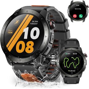 Military Smart Watches for Men Built-in GPS, 1.43" AMOLED Screen with Compass, Altitude, Barometer, 3ATM Waterproof, Answer/Make Call, Fitness Tracker with Health Monitor for Android iOS
