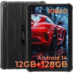 HOTWAV R8 Rugged Tablet Android 14, 10.1 inch HD+ Display 10800mAh Battery, Octa-Core 12GB RAM+128GB ROM+1TB Outdoor Tablet, 13MP+5MP Camera IP68/IP69K Waterproof, 4G Dual SIM/5G WiFi/BT5.1/GPS