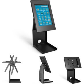 Mount-It! iPad Kiosk Stand with Printer Shelf – Locking Anti-Theft Tablet Enclosure for POS, Retail & Business – Rotating & Tilting Secure Checkout Stand for iPad 7-10, Air & Pro