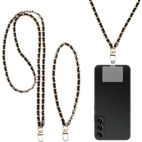 Cell Phone Lanyard,Metal Phone Lanyards for Around the Neck 48In and 20In Gold Phone Wrist Strap Compatible with Most Smart,Crossbody Phone Lanyard for Women