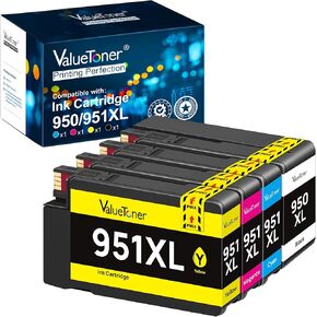 Valuetoner Compatible Ink Cartridge Replacement for HP 950XL 951XL 950 XL 951 XL for Officejet Pro 8600 8610 8100 8615 8620 8630 8660 251dw Printer 4 Pack Tray (1 Black,1 Cyan,1 Magenta,1 Yellow)