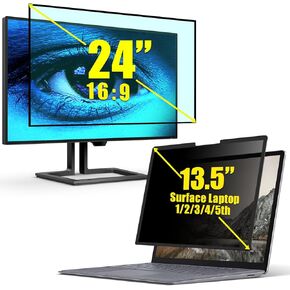 FILMEXT Removable 24 Inch Blue Light Screen Filter for Monitor 16:9 Frameless Monitor, Microsoft Surface Laptop 1/2/3/4/5 th Gen 13.5 inch Fully Removable Privacy Screen Protector Filter