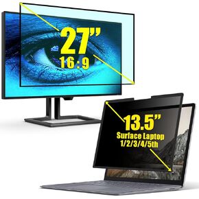 FILMEXT Removable 27 Inch Blue Light Screen Filter for Monitor 16:9 Frameless Monitor, Microsoft Surface Laptop 1/2/3/4/5 th Gen 13.5 inch Fully Removable Privacy Screen Protector Filter