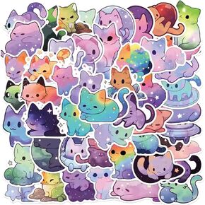 Stary Cat Stickers,Cute Cats, Kawaii for Kids Adults,Waterproof Vinyl Stickers for Laptop Phone Guitar Water Bottles Luggage 50 Pcs
