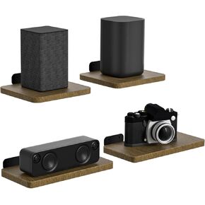 Universal Speaker Wall Mount for JBL, Bose, Sony, Sonos, Logitech, Roku Speaker Mount, Adjustable Wall Shelf for Most of Speaker Shelf, Wooden Floating Wall Shelves with Hardware Kit, Set of 2