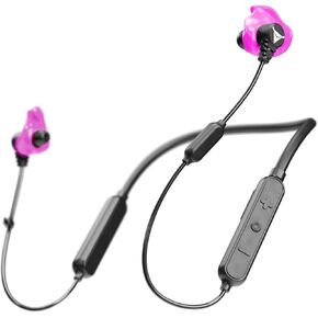 Decibullz Safe + Sound Wireless Bluetooth Headphone & Decibullz Custom Molded Earplugs, Comfortable Hearing Protection for Shooting, Hunting, Travel, Work, & Concerts (Pink)