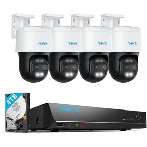 REOLINK 4K PTZ Security Cameras System, IP PoE Outdoor Cameras, Auto Tracking, Human/Vehicle/Pet Detection, 4X Trackmix PoE with 6X Hybrid Zoom Bundle 1x RLN16-410 NVR with Built-in 4TB HDD
