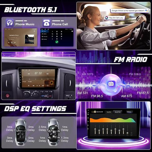 Car Radio for Dodge RAM 1500 2500 3500 2002 2003 2004 2005 with Wireless CarPlay Android Auto Leadfan 9" Touch Screen Car Stereo for RAM Android Head Unit - WiFi/GPS/55UI + SWC + AHD Camera in Saudi Arabia