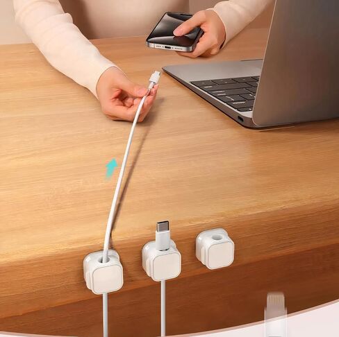 6 حزمة حامل الحبل المغناطيسي ، منظم الحبل cratation مقاطع إدارة المكتب اللاصقة القوية تنظيم حامل كابل شحن الهاتف بدقة للمنزل ، المكتب ، السيارة ، منضدة. in Kuwait