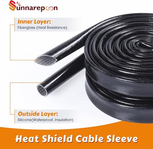 Silicone Fiberglass Cable Sleeve - Waterproof, Insulation and Cord Protector High Temp Heat Shield Sleeve Wire Tube (3/4'' - 18Foot) in Kuwait