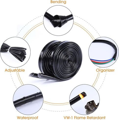 Silicone Fiberglass Cable Sleeve - Waterproof, Insulation and Cord Protector High Temp Heat Shield Sleeve Wire Tube (3/4'' - 18Foot) in Kuwait