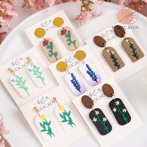 Puocaon Garden Polymer Clay Cutters - 8 Pcs Clay Cutters for Polymer Clay Jewelry, Watering Can Clay Earring Cutters, Monstera Leaves Lily Flower Polymer Clay Jewelry Cutters. Mandala Clay Cutters in Kuwait