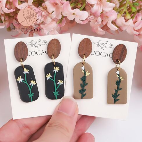 Puocaon Garden Polymer Clay Cutters - 8 Pcs Clay Cutters for Polymer Clay Jewelry, Watering Can Clay Earring Cutters, Monstera Leaves Lily Flower Polymer Clay Jewelry Cutters. Mandala Clay Cutters in Kuwait