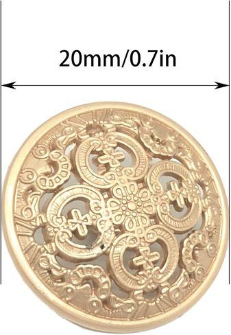 20PCS Clothes Button - Retro Hollow Sewing Button Shank Round Shaped Metal Button Set for Men Women Blazer, Coat, Uniform, Shirt, Suit and Jacket (Light Gold, 20mm) in Saudi Arabia