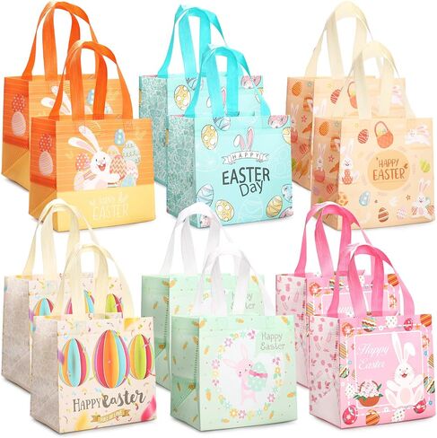 أكياس Easter Egg Hunt Carrot Carrot Happy مع مقابض ، وأكياس علاجية ، غير منسوجة متعددة الوظائف للهدايا ، اللعبة ، لوازم الحفلات ، 8.3 × 7.9 × 5.9 بوصة ، 6pcs in Kuwait