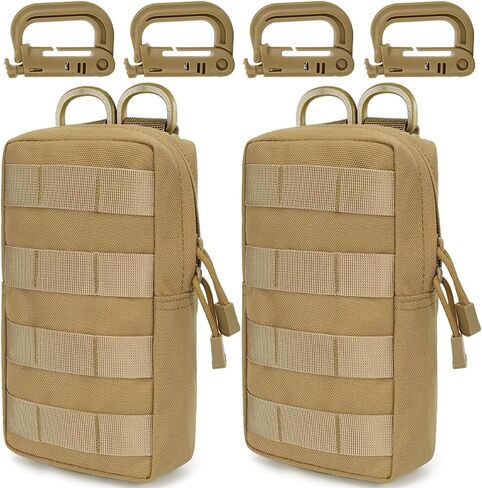 MUCHER 2 Pack Molle Pouches Tactical Pouches EDC Pouch Organizer Molle Bag Utility Pouch with 4 Carabiners for Outdoor Hiking Hunting Camping Training in Saudi Arabia