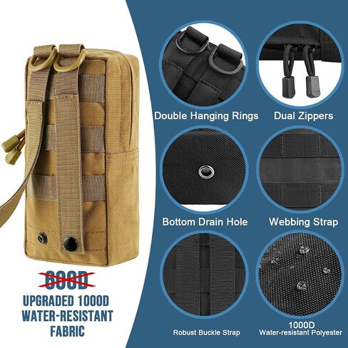 MUCHER 2 Pack Molle Pouches Tactical Pouches EDC Pouch Organizer Molle Bag Utility Pouch with 4 Carabiners for Outdoor Hiking Hunting Camping Training in Saudi Arabia