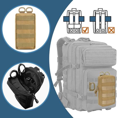 MUCHER 2 Pack Molle Pouches Tactical Pouches EDC Pouch Organizer Molle Bag Utility Pouch with 4 Carabiners for Outdoor Hiking Hunting Camping Training in Saudi Arabia