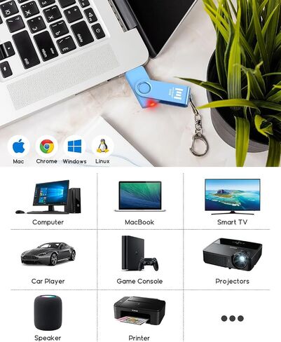 MOSDART 64GB Swivel USB 2.0 Flash Drive, Pack of 2，Green and Blue | With Rotating Clip Port Protection, an Attachable Keychain Loop, LED Light, exFat Format in Saudi Arabia