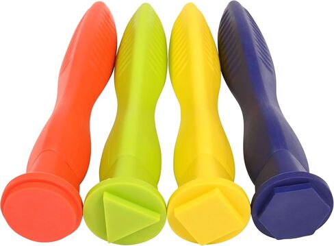 READY 2 LEARN Triangle Grip Stampers - Geometric - Set of 4 - Ages 2+ - Easy to Hold Paint and Dough Stampers for Kids in Kuwait