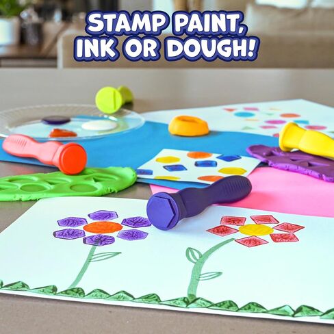 READY 2 LEARN Triangle Grip Stampers - Geometric - Set of 4 - Ages 2+ - Easy to Hold Paint and Dough Stampers for Kids in Kuwait