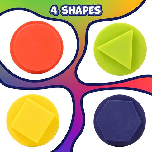 READY 2 LEARN Triangle Grip Stampers - Geometric - Set of 4 - Ages 2+ - Easy to Hold Paint and Dough Stampers for Kids in Kuwait