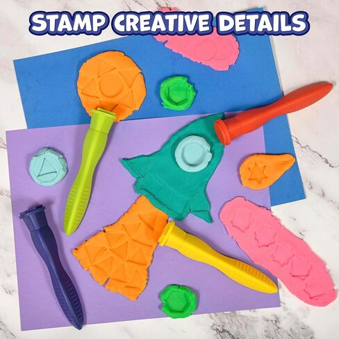 READY 2 LEARN Triangle Grip Stampers - Geometric - Set of 4 - Ages 2+ - Easy to Hold Paint and Dough Stampers for Kids in Kuwait