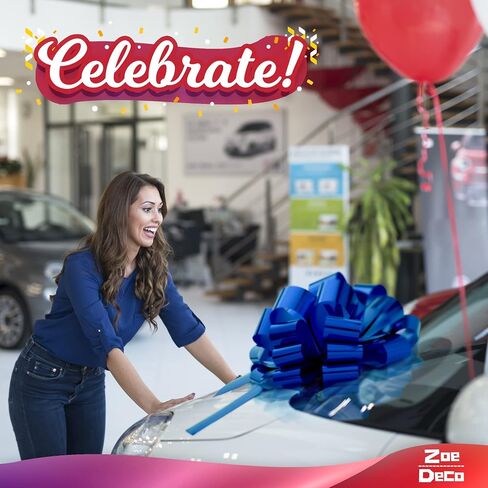 Zoe Deco Big Car Bow (Metallic Red, 18 inch, 2 PK) Gift Bows, Giant Bow for Car, Birthday Bow, Huge Car Bow, Car Bows, Big Red Bow, Bow for Gifts, Christmas Bows for Cars, Gift Wrapping, Big Gift Bow in Saudi Arabia