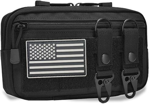Tactical Molle Admin Pouch with 2 Keychains & US Flag Patch - Laser Cut EDC Modular Pouch for Outdoor, Survival, Daily Carry in Saudi Arabia