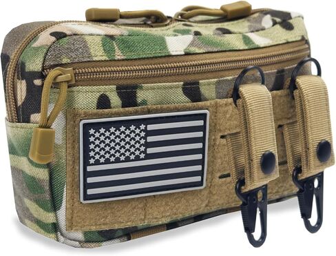 حقيبة مسؤول Molle التكتيكية مع سلاسل مفتاحين و US Flag Patch - حقيبة معدنية للليزر EDC للبقاء في الهواء الطلق ، والبقاء على قيد الحياة ، وحمل يوميًا in Kuwait