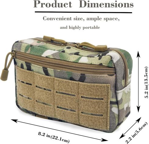 حقيبة مسؤول Molle التكتيكية مع سلاسل مفتاحين و US Flag Patch - حقيبة معدنية للليزر EDC للبقاء في الهواء الطلق ، والبقاء على قيد الحياة ، وحمل يوميًا in Kuwait