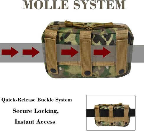 حقيبة مسؤول Molle التكتيكية مع سلاسل مفتاحين و US Flag Patch - حقيبة معدنية للليزر EDC للبقاء في الهواء الطلق ، والبقاء على قيد الحياة ، وحمل يوميًا in Kuwait