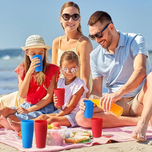 60 Pieces Plastic Cups Kids 8.5 oz Reusable Plastic Cups Children Drinking Cups Juice Tumblers for Toddler Adults for Parties School (Blue, Light Green, Rose Red, Pink, Sky Blue, Lavender) in Kuwait