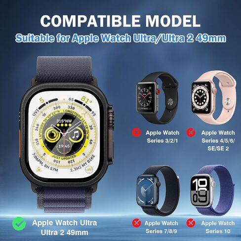 2 حزمة متوافقة مع Apple Watch Ultra/Ultra 2 حامي الشاشة 49 مم واضحة ، تغطية كاملة 9H Film Glass Protection Film مع إطار سبيكة التيتانيوم لـ IWatch Ultra 49mm-tittanium+Black in Kuwait