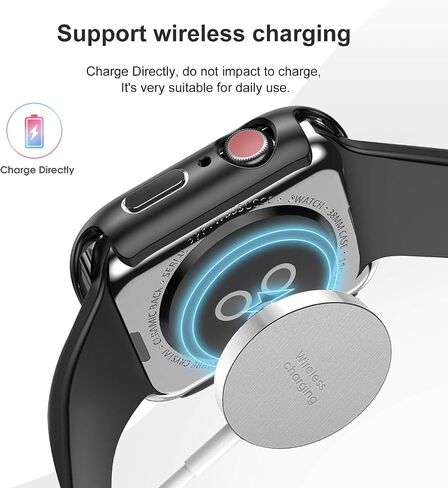 HANKN 6 Pack Hard PC Case with Button for Apple Watch Series 6 5 4 SE 44mm Tempered Glass Screen Protector Case, Full Protective Cover Ultra-thin Shatterproof Shockproof Iwatch Bumper (44mm) in Kuwait