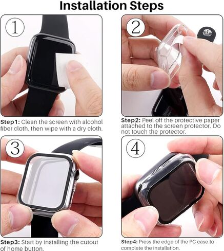 HANKN 6 Pack Hard PC Case with Button for Apple Watch Series 6 5 4 SE 44mm Tempered Glass Screen Protector Case, Full Protective Cover Ultra-thin Shatterproof Shockproof Iwatch Bumper (44mm) in Kuwait