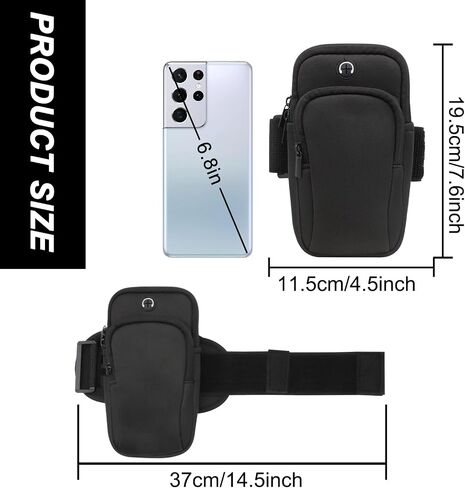 Running Armband, Diving Cloth Running Phone Holder Running Accessories for Men and Women, Dual Pockets Phone Arm Band for Running, Cycling, Mountaineering (Black) in Saudi Arabia