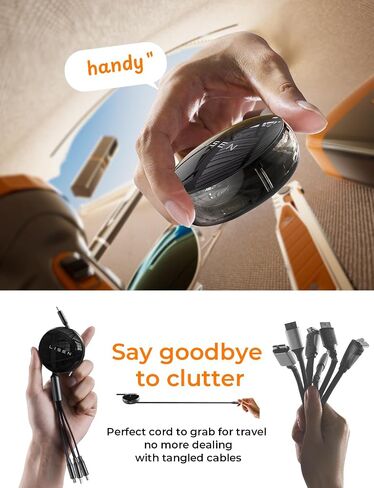 LISEN 60W Multi Charging Cable, Travel 3 in 1 Retractable Phone Charger Cord iPhone, Retractable Charging Cable with Type C/Lightning/Micro USB Ports for Samsung, iPhone, iPad, Kindle, Tablets in Saudi Arabia