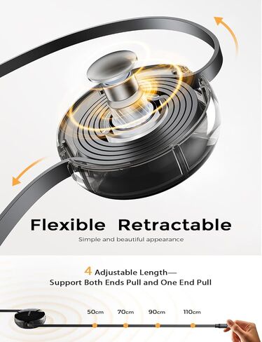 LISEN 60W Multi Charging Cable, Travel 3 in 1 Retractable Phone Charger Cord iPhone, Retractable Charging Cable with Type C/Lightning/Micro USB Ports for Samsung, iPhone, iPad, Kindle, Tablets in Saudi Arabia