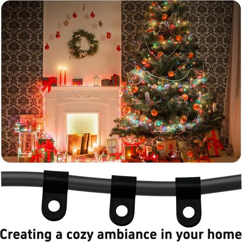 100PCS 1/4 Inch P-Style Rope Light Mounting Clips with Stainless Steel Screws, Black Plastic Cable Clips for Wire Management, Perfect for Indoor and Outdoor String Lights in Kuwait