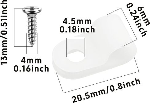 100PCS 1/4 Inch P-Style Rope Light Mounting Clips with Stainless Steel Screws, Black Plastic Cable Clips for Wire Management, Perfect for Indoor and Outdoor String Lights in Kuwait