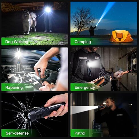 Flashlight High Lumens Rechargeable 2 Packs, 1,000,000 Lumens Super Bright LED Battery Powerful Handheld Flashlights with 7 Modes, COB Side Light, USB C, Zoomable, Waterproof for Emergencies in Saudi Arabia