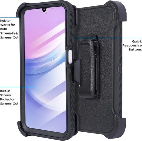 Compatible for Samsung Galaxy A16 5G Phone Case, Built in Screen Protector, Belt Clip Holster Heavy Duty Defender Case Dustproof Shockproof Protection (Camo Green) in Saudi Arabia